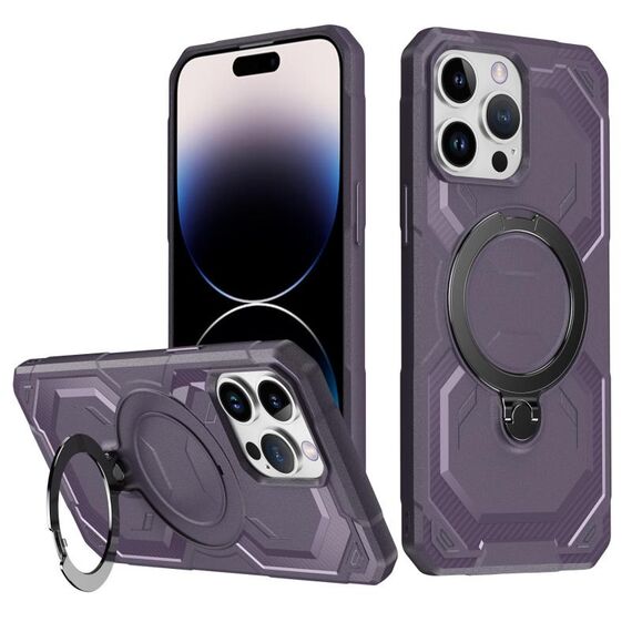 Per iPhone 15 Pro Max Custodia per telefono con supporto MagSafe satinato (viola)