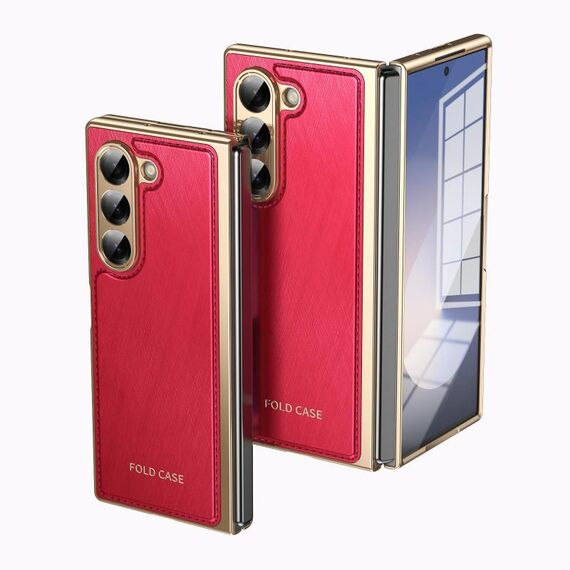 Per Samsung Galaxy Z Fold6 Custodia per telefono con placcatura in broccato d'argento e filo d'oro integrato (rosso)