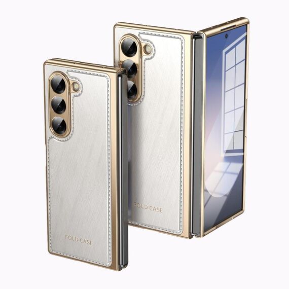 Per Samsung Galaxy Z Fold6 Custodia per telefono con placcatura in broccato d'argento e filo d'oro integrato (bianco)