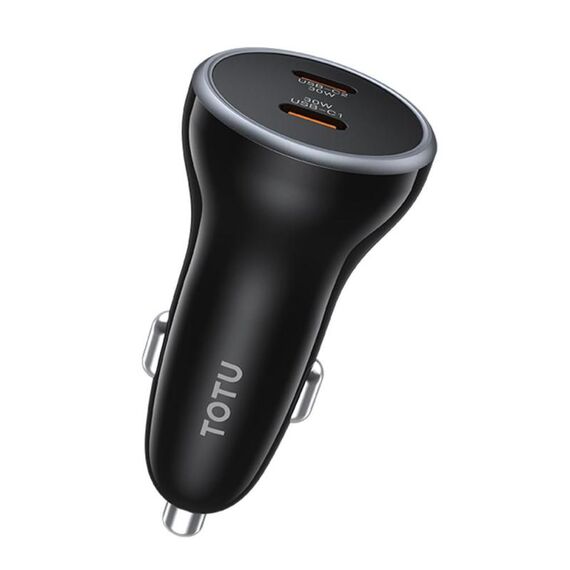 Caricabatterie per auto a ricarica rapida TOTU CC-6 60W USB-C / Type-C a due porte (nero)
