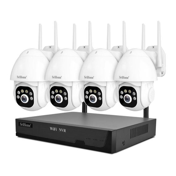 SriHome NVS001E-IPC039B 5MP 8CH HD NVR Set di telecamere wireless, spina: spina UE