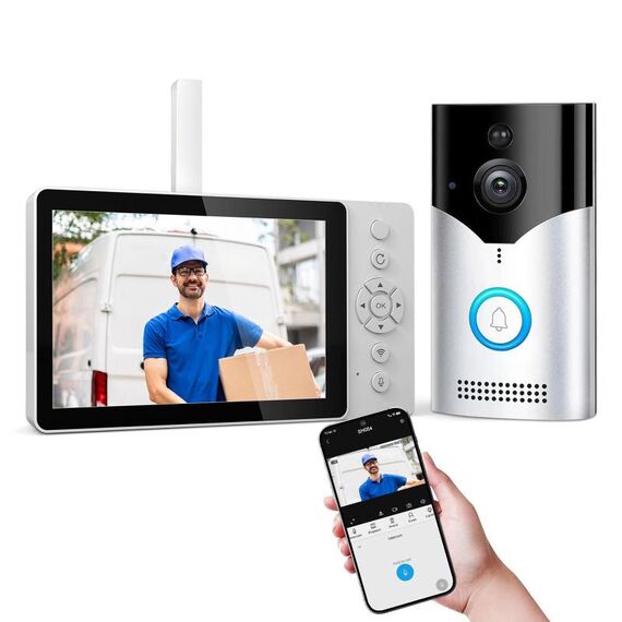 SriHome SH054-DH002 Sistema videocitofono wireless WiFi HD 4MP, spina: spina UE