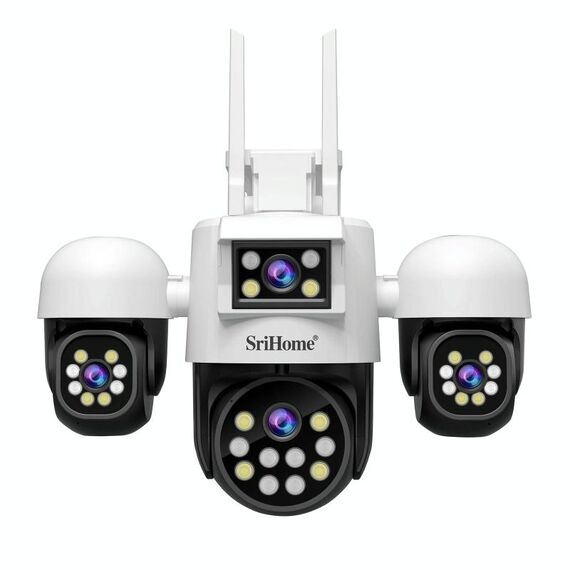 SriHome SH069 Telecamera di sicurezza HD con quadruplo obiettivo e zoom digitale 3X da 8 MP, spina: spina AU