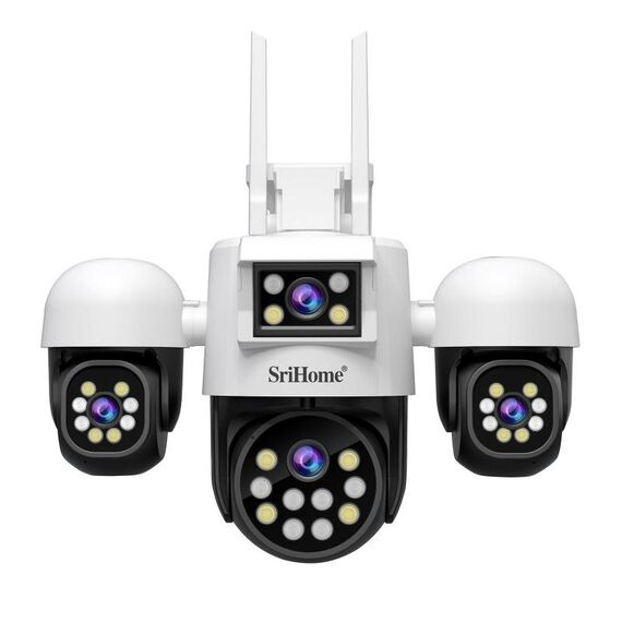 SriHome SH069 Telecamera di sicurezza HD con quadruplo obiettivo e zoom digitale 3X da 8 MP, spina: spina UK
