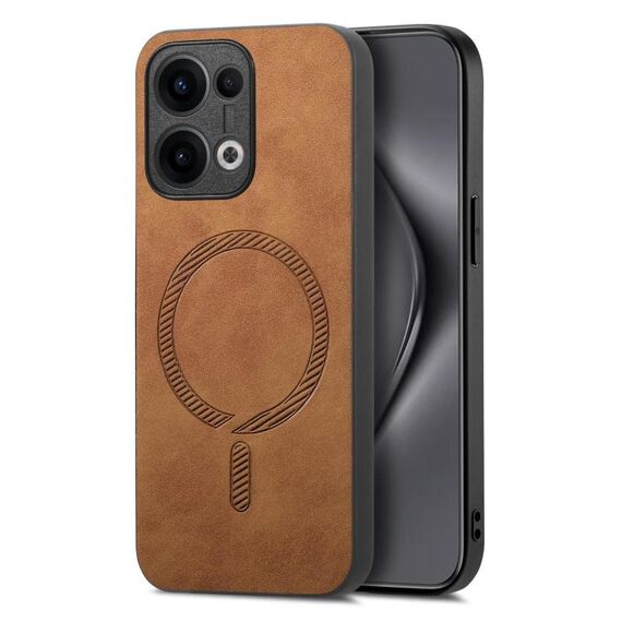 Per OPPO Reno12 Pro Global Retro Magsafe Custodia per telefono con cover posteriore in PU magnetica (marrone)