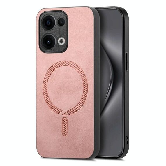 Per OPPO Reno13 Pro 5G Retro Magsafe Custodia per telefono con cover posteriore in PU magnetica (rosa)