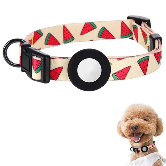 Per AirTag Tracker Custodia impermeabile in silicone Collare per animali domestici Collare per cani e gatti, Taglia: S (anguria)