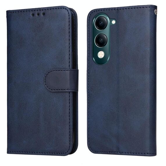 Per vivo Y29s 5G / Y04 4G Custodia per telefono in pelle con texture di vitello classica (blu)