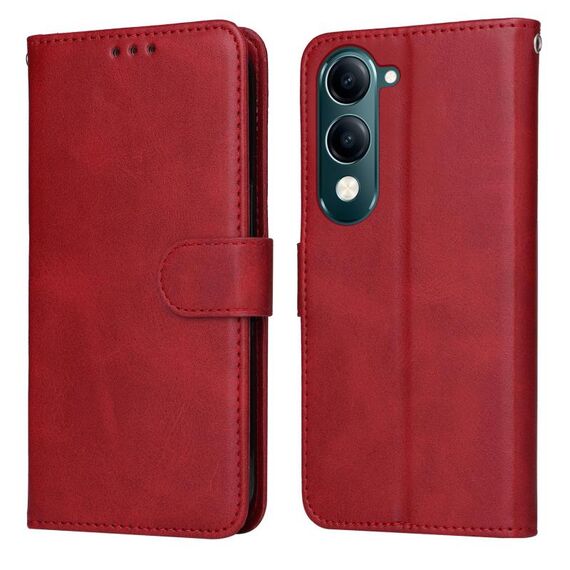 Per vivo Y29s 5G / Y04 4G Custodia per telefono in pelle con texture di vitello classica (rosso)