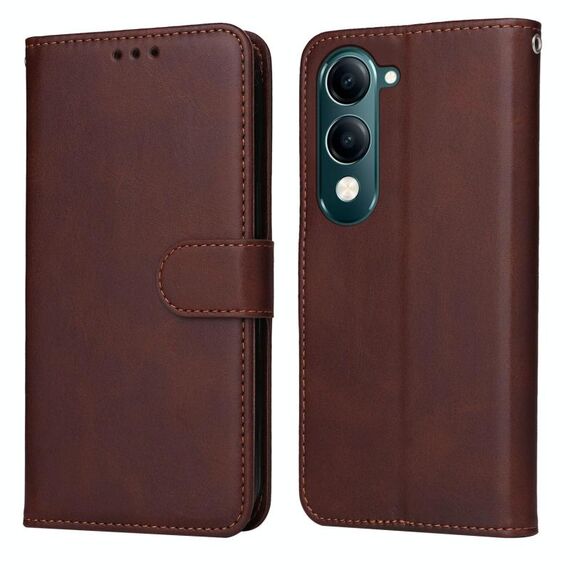 Per vivo Y29s 5G / Y04 4G Custodia per telefono in pelle con texture di vitello classica (marrone)