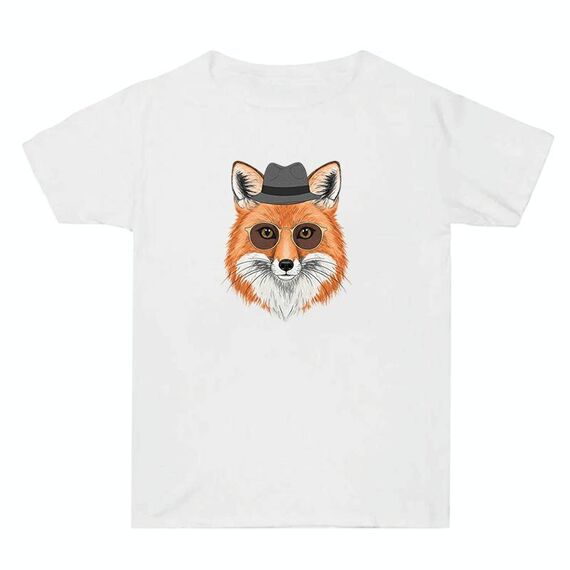 Gentleman Fox stampato estate larga cotone manica corta T-shirt stampa su richiesta, taglia: L (bianco)