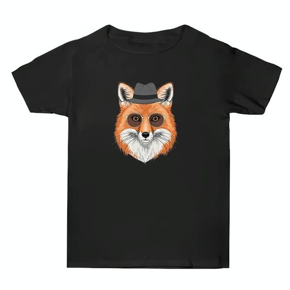 Gentleman Fox stampato estate larga cotone manica corta T-shirt stampa su richiesta, taglia: L (nero)