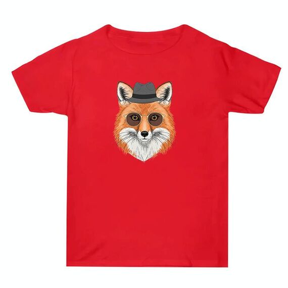 Gentleman Fox stampato estate larga cotone manica corta T-shirt stampa su richiesta, taglia: XL (rosso)