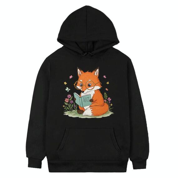 Felpa con cappuccio in pile stampato Reading Fox Stampa su richiesta, taglia: XL (nero)