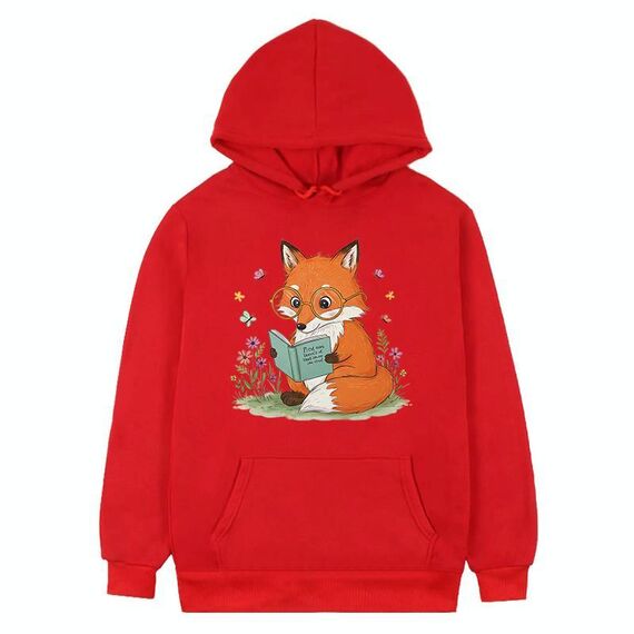 Felpa con cappuccio in pile stampato Reading Fox Stampa su richiesta, taglia: XL (rosso)