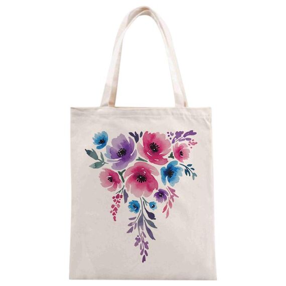 Stampa su tela con fiori ad acquerello, stampa su richiesta, dimensioni: 40x35 cm (beige)