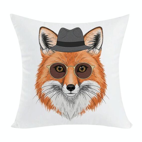 Federa per cuscino da divano stampata Gentleman Fox senza stampa centrale su richiesta, dimensioni: 35x35 cm (peluche corto)