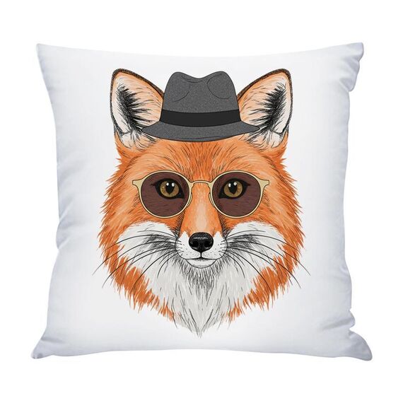 Federa per cuscino da divano stampata Gentleman Fox senza stampa centrale su richiesta, dimensioni: 35x35 cm (raso lucido)
