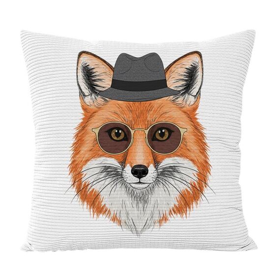 Federa per cuscino da divano stampata Gentleman Fox, senza stampa centrale, su richiesta, dimensioni: 60x60 cm (velluto granulare Twill)