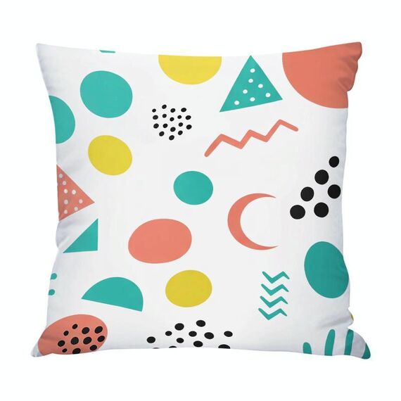 Federa per cuscino da divano con stampa geometrica, senza stampa centrale, su richiesta, dimensioni: 35x35 cm (raso lucido)