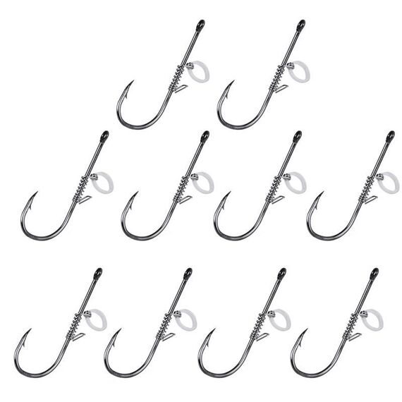10 pezzi/scatola gancio per pesca in mare con ardiglione a bocca curva esca per pesca con gamberetti appesi (3/0)