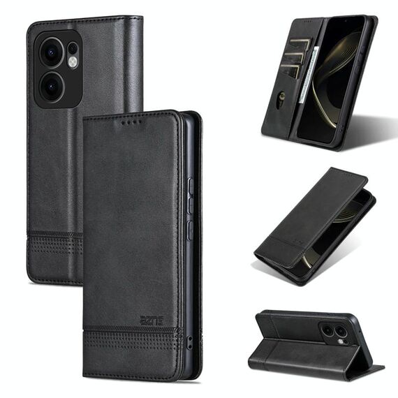 Per OPPO Reno13 F AZNS Custodia per telefono in pelle con texture di vitello magnetica (nero)