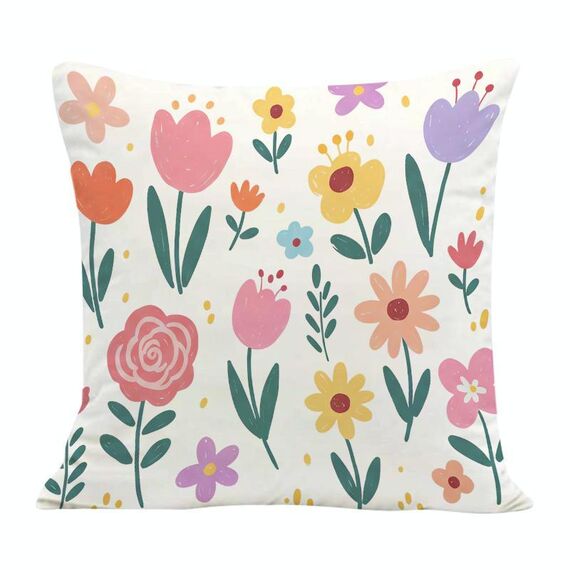 Cuscino per divano stampato con motivo a giardino colorato con stampa centrale su richiesta, dimensioni: 35x35 cm (velluto olandese)
