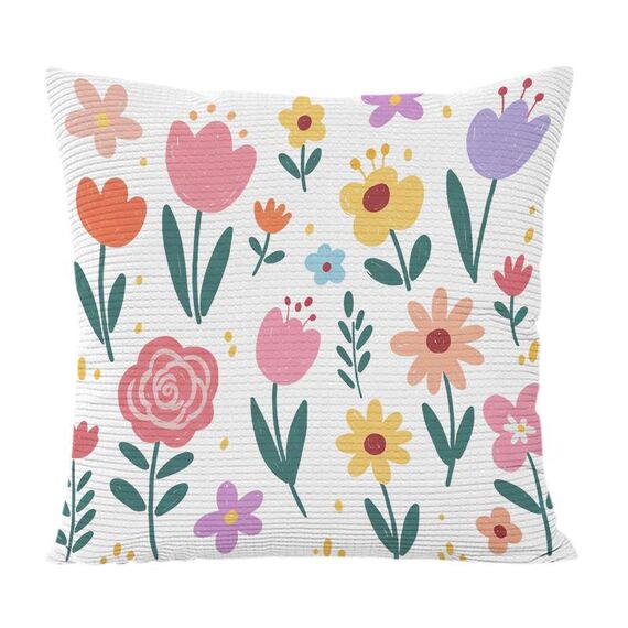 Cuscino per divano stampato con motivo a giardino colorato con stampa centrale su richiesta, dimensioni: 35x35 cm (velluto granulare Twill)