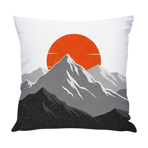 Cuscino per divano stampato Sunrise Mountain con stampa centrale su richiesta, dimensioni: 35x35 cm (raso lucido)