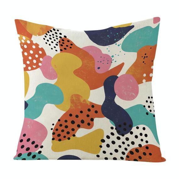 Cuscino per divano stampato Color Paradise con stampa centrale su richiesta, dimensioni: 45x45 cm (lino bianco)