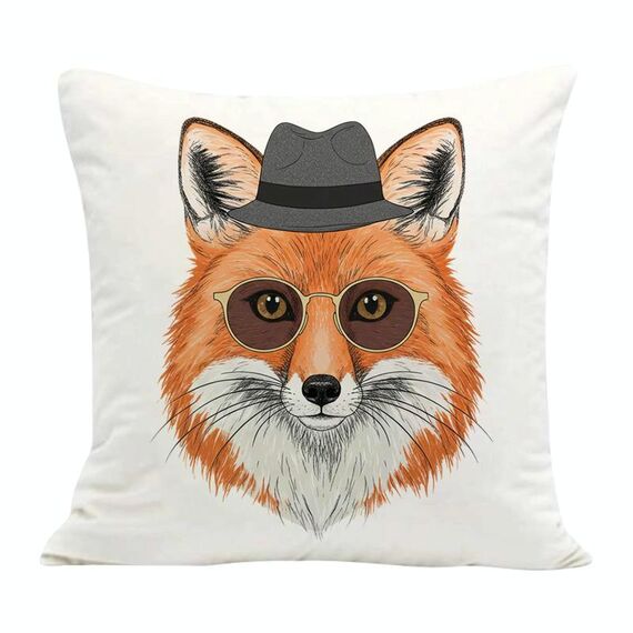 Cuscino per divano stampato Gentleman Fox con stampa centrale su richiesta, dimensioni: 45x45 cm (velluto olandese)
