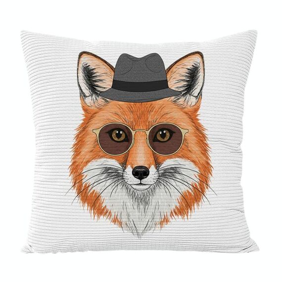 Cuscino per divano stampato Gentleman Fox con stampa centrale su richiesta, dimensioni: 45x45 cm (velluto granulare Twill)