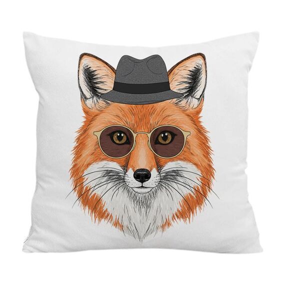 Cuscino per divano stampato Gentleman Fox con stampa centrale su richiesta, dimensioni: 45x45 cm (velluto di cristallo)