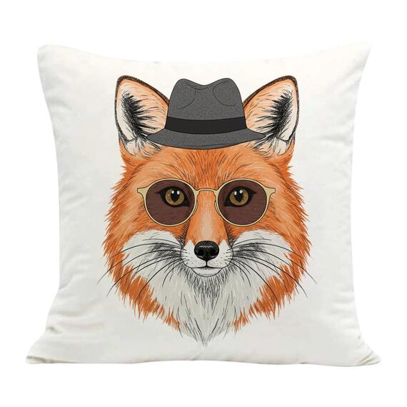 Cuscino per divano stampato Gentleman Fox con stampa centrale su richiesta, dimensioni: 50x50 cm (velluto olandese)