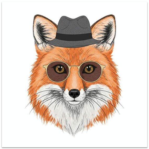 Stampa decorativa su tela senza cornice EPSON Inkjet 320g Gentleman Fox, su richiesta, dimensioni: 50x50 cm