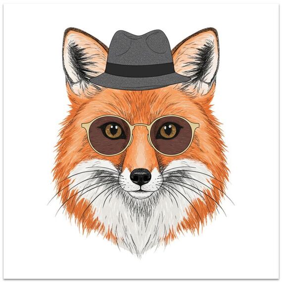 Stampa decorativa su tela senza cornice EPSON Inkjet 320g Gentleman Fox, su richiesta, dimensioni: 70x70cm