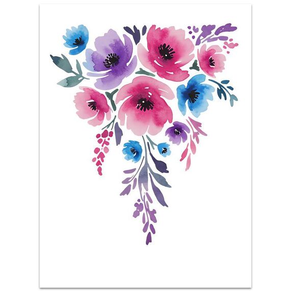 Stampa su tela decorativa EPSON Inkjet 320g senza cornice con fiori ad acquerello, su richiesta, dimensioni: 15x20 cm