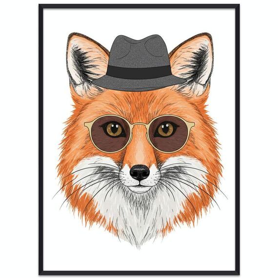 Dipinto decorativo Gentleman Fox con cornice PS Stampa su richiesta, dimensioni: 15x20 cm