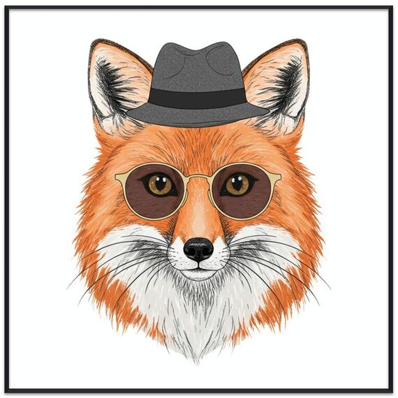 Dipinto decorativo Gentleman Fox con cornice PS Stampa su richiesta, dimensioni: 50x50 cm