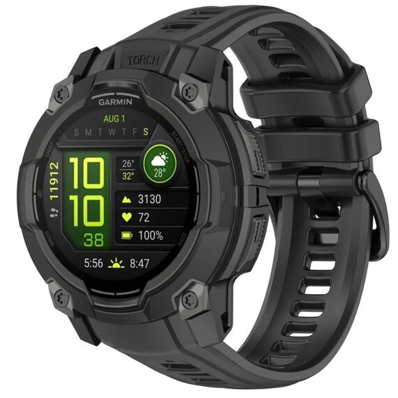 Per Garmin Instinct 3 AMOLED / Solar 45mm Cinturino da polso traspirante in silicone (nero)