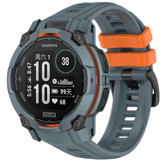 Per Garmin Instinct 3 AMOLED / Solar 50mm Cinturino da polso traspirante in silicone (blu crepuscolo arancione)