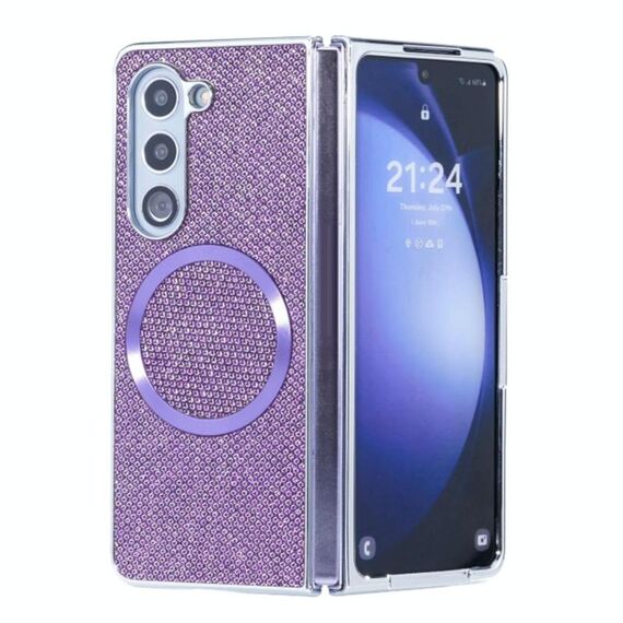 Per Samsung Galaxy Z Fold6 Glitter Powder MagSafe Custodia magnetica pieghevole per telefono (viola)