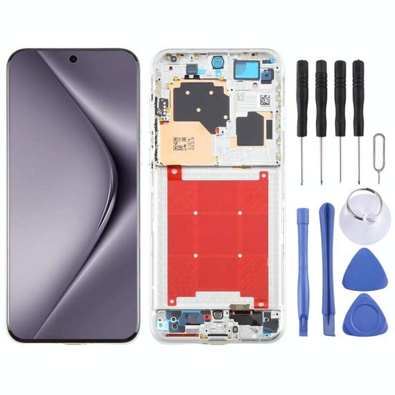Per Huawei Pura 70 Pro Schermo LCD originale Digitizer assemblaggio completo con telaio (argento)