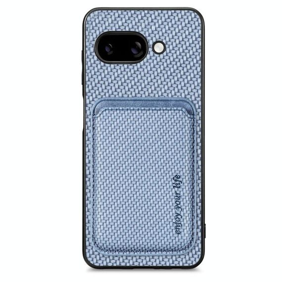 Per Google Pixel 9a Custodia per telefono Magsafe in pelle e fibra di carbonio (blu)