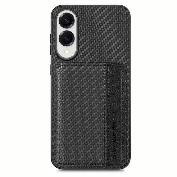 Per Samsung Galaxy S25 Edge 5G Portafoglio magnetico in fibra di carbonio con blocco RFID Custodia per telefono (nero)