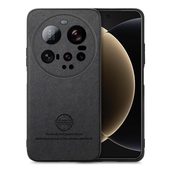 Per Xiaomi 15 Ultra Twill Fabric Custodia in pelle con retro in pelle (nero)