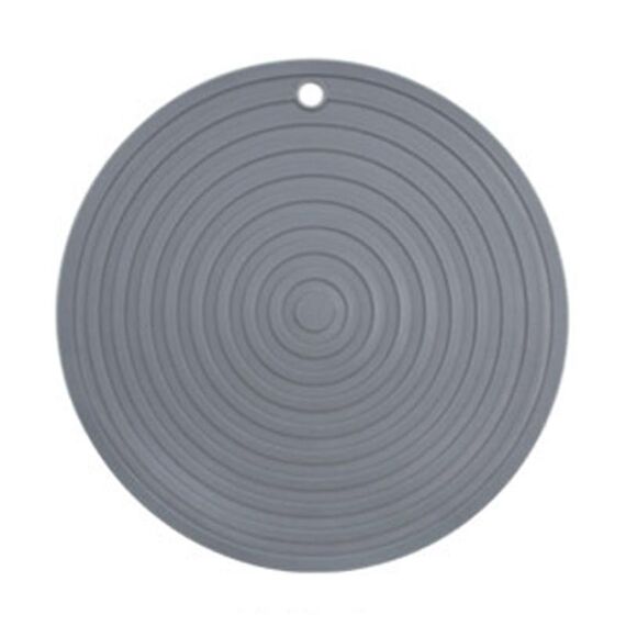 Tappetino isolante termico rotondo in silicone per uso alimentare, antiscottatura e antiscivolo (grigio)