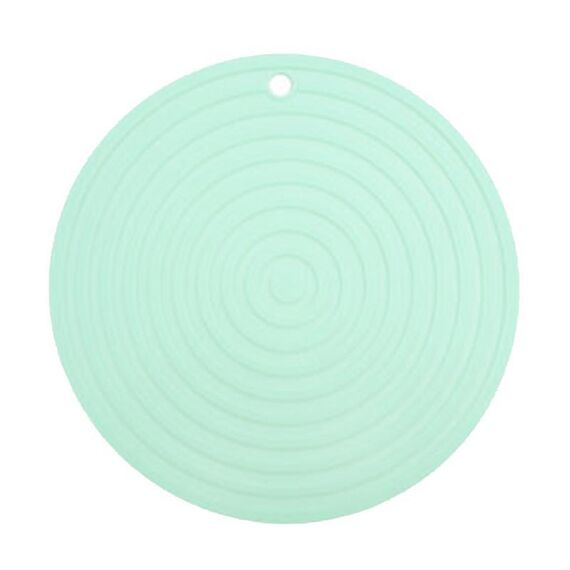 Tappetino isolante termico rotondo in silicone per uso alimentare, tappetino antiscottatura e antiscivolo per cucina (verde)