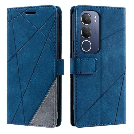 Per vivo Y19s Custodia in pelle con cuciture Skin Feel (blu)