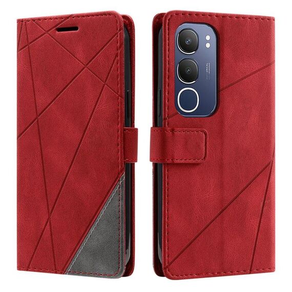 Per vivo Y19s Custodia in pelle con cuciture Skin Feel (rosso)